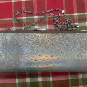 Silver Glitter Clutch Bag